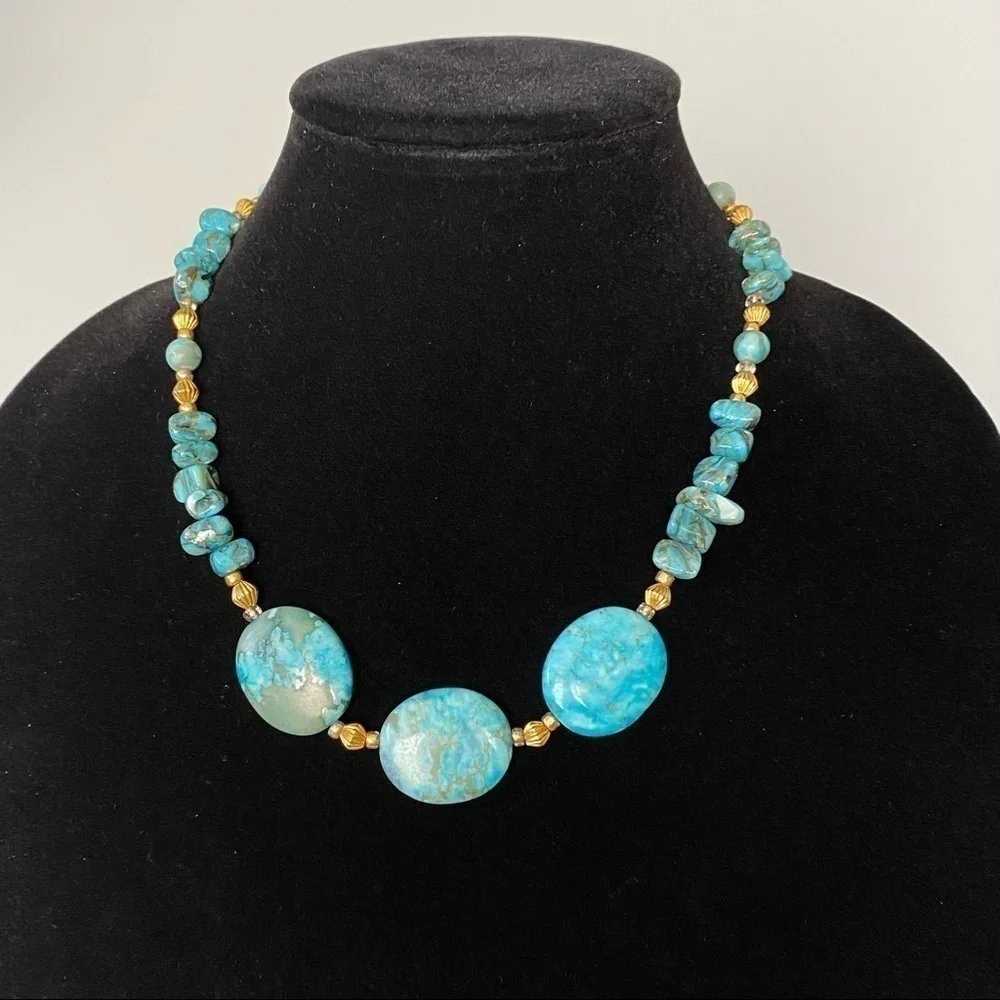 Necklace Vintage Artisan Faux Turquoise Southwestern Native Design 19”